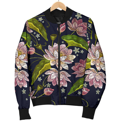 lotus Embroidered Pattern Print Design LO06 Men Bomber Jacket