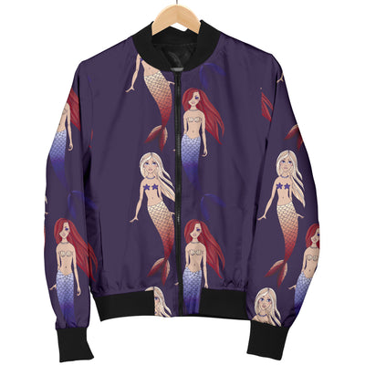 Mermaid Pattern Print Design 02 Women's Bomber Jacket
