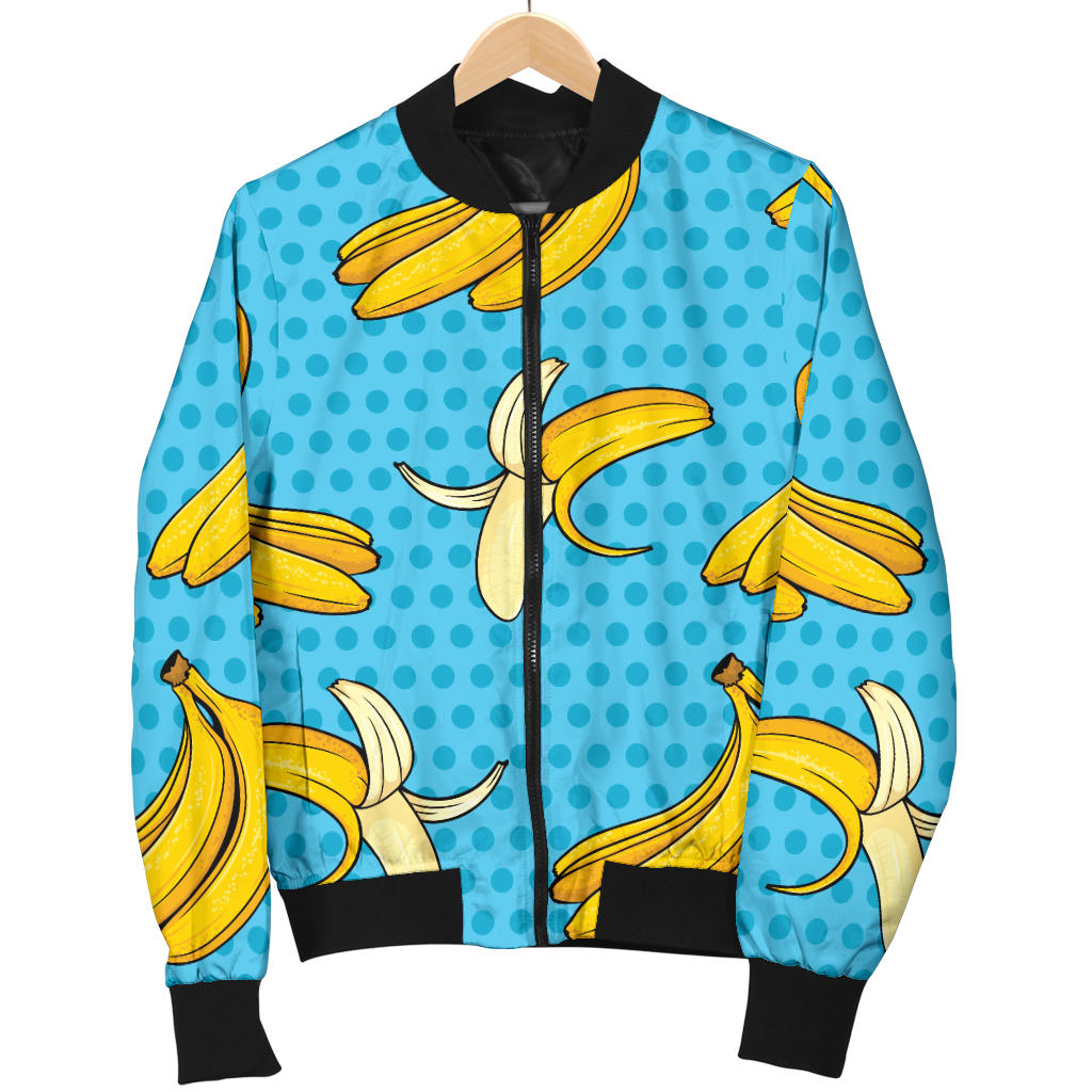 Banana Pattern Print Design BA08 Women Bomber Jacket