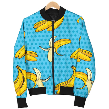 Banana Pattern Print Design BA08 Women Bomber Jacket