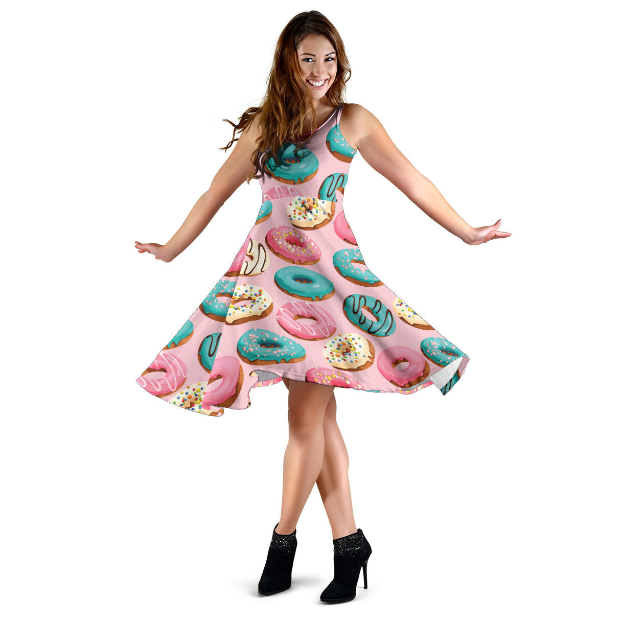 Donut Pattern Print Design DN06 Midi Dress
