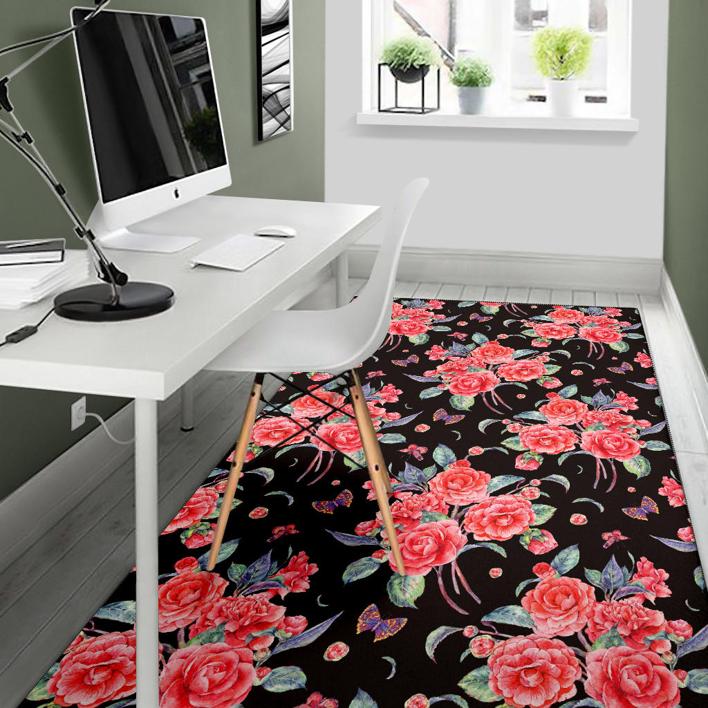 Camellia Pattern Print Design CM03 Area Rugs