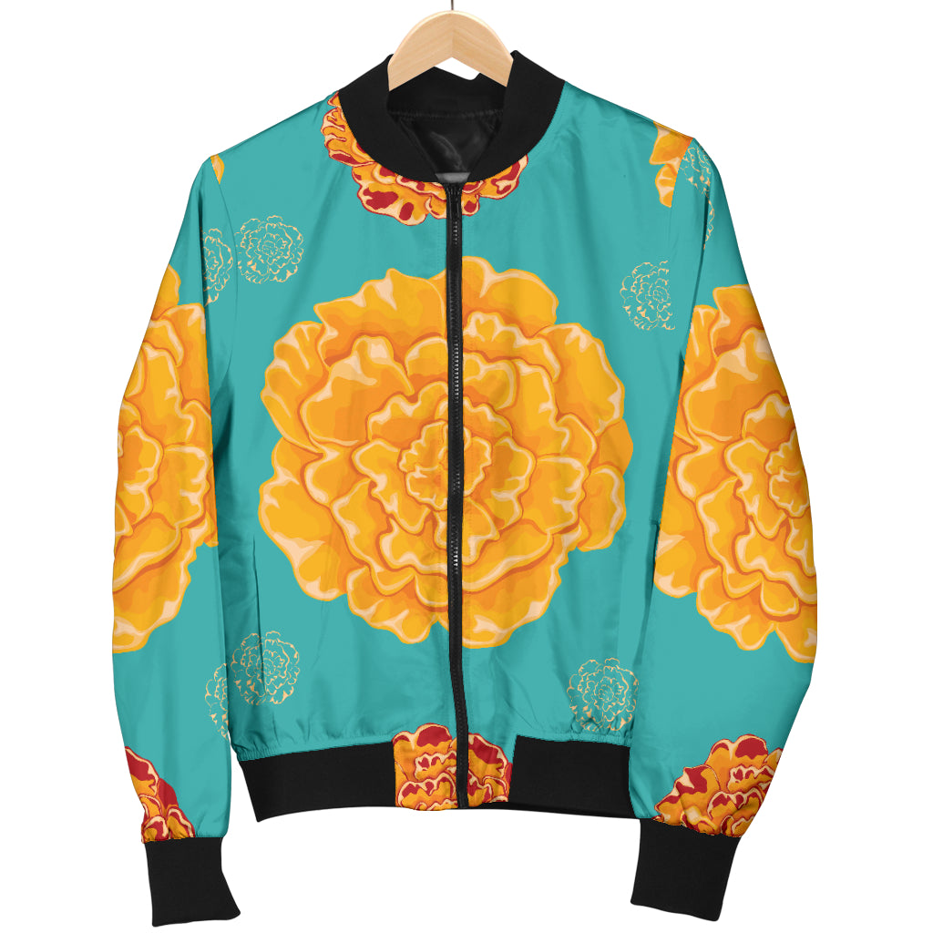 Marigold Pattern Print Design 02 Women's Bomber Jacket