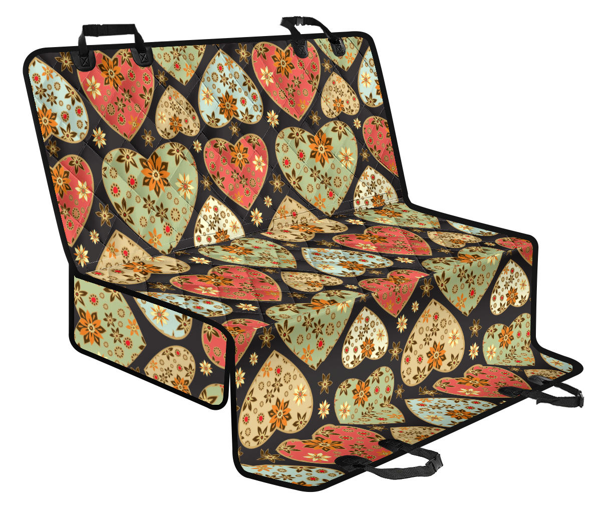 Heart Boho Pattern Print Design HE04 Rear Dog  Seat Cover