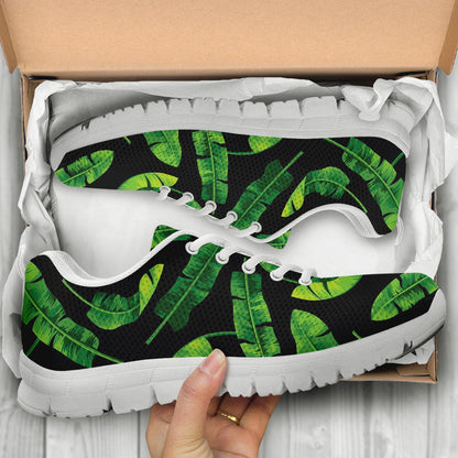 Banana Leaf Pattern Print Design BL02 Sneakers White Bottom Shoes