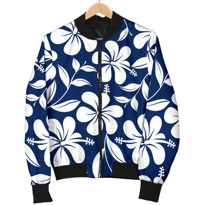 Hibiscus Pattern Print Design HB031 Women Bomber Jacket