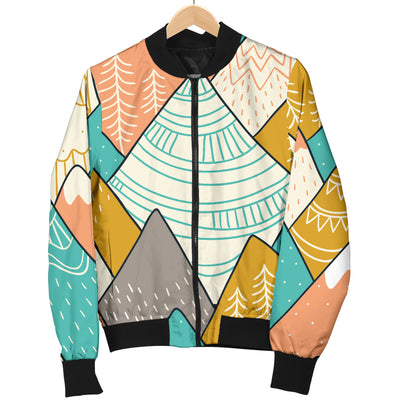 Mountain Pattern Print Design 02 Women's Bomber Jacket
