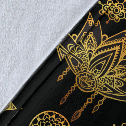 lotus Boho Pattern Print Design LO03 Fleece Blanket