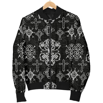 Cross Pattern Print Design 04 Women's Bomber Jacket