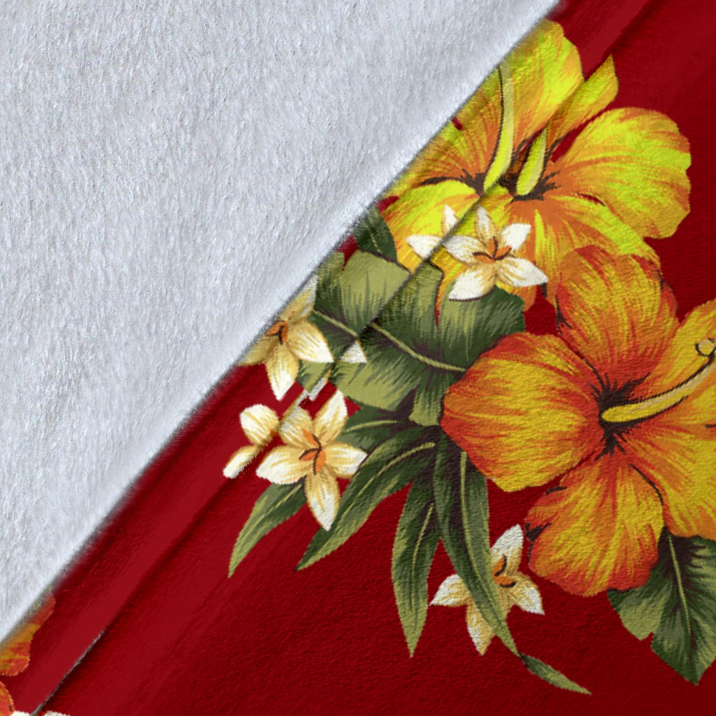 Orange Hibiscus Pattern Print Design HB026 Fleece Blanket