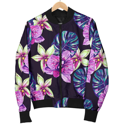 Orchid Pattern Print Design OR010 Men Bomber Jacket