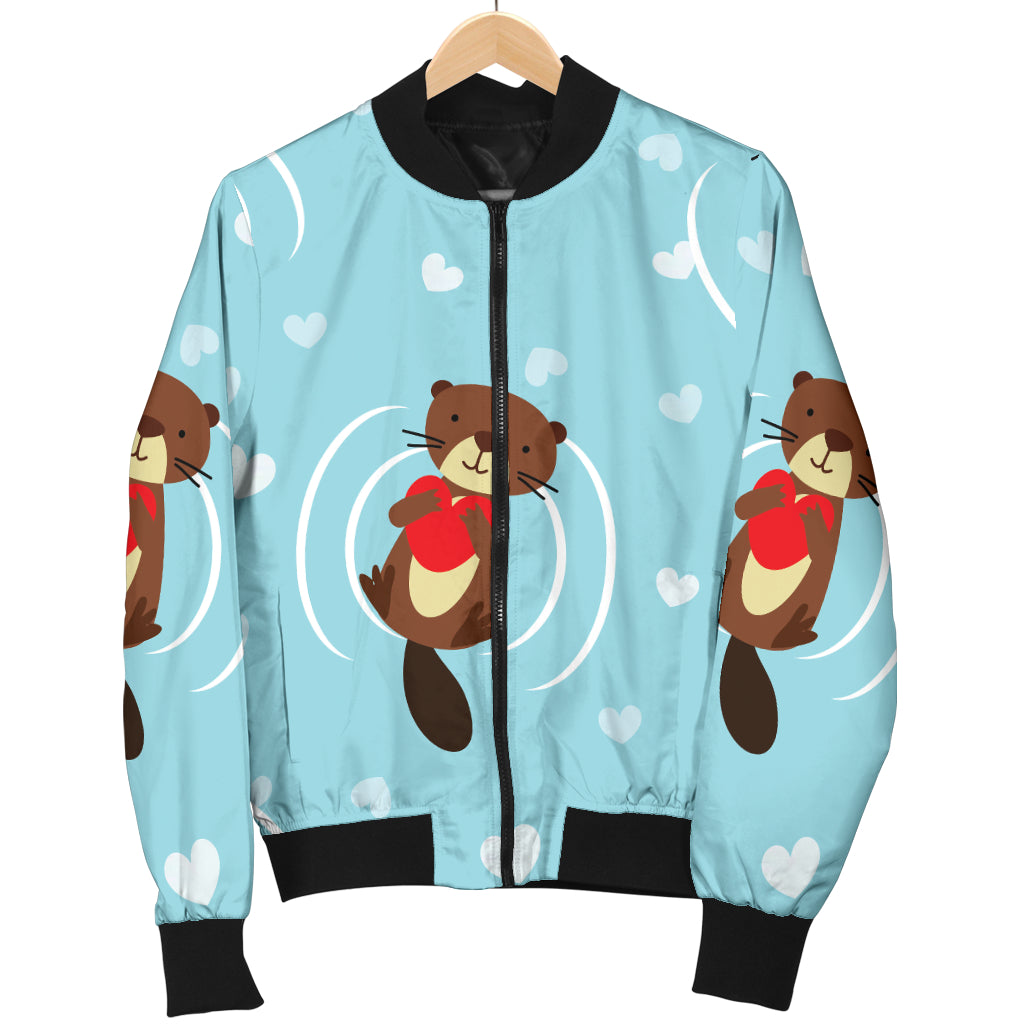 Sea Otter Cute Pattern Print Design 04 Women's Bomber Jacket