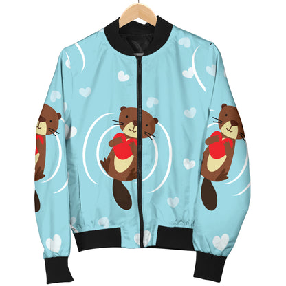 Sea Otter Cute Pattern Print Design 04 Women's Bomber Jacket