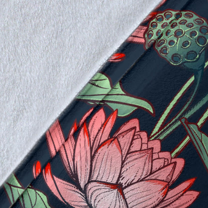 Water Lily Pattern Print Design WL03 Fleece Blanket