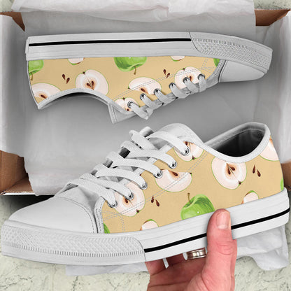 Apple Pattern Print Design AP07 White Bottom Low Top Shoes