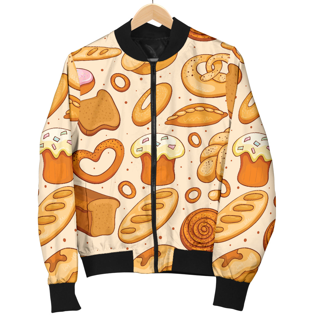 Bread Pattern Print Design 01 Women's Bomber Jacket