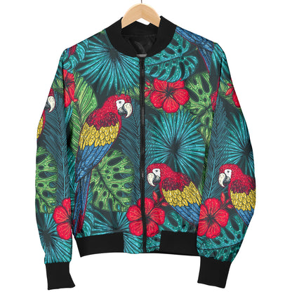 Parrot Pattern Print Design A05 Women's Bomber Jacket