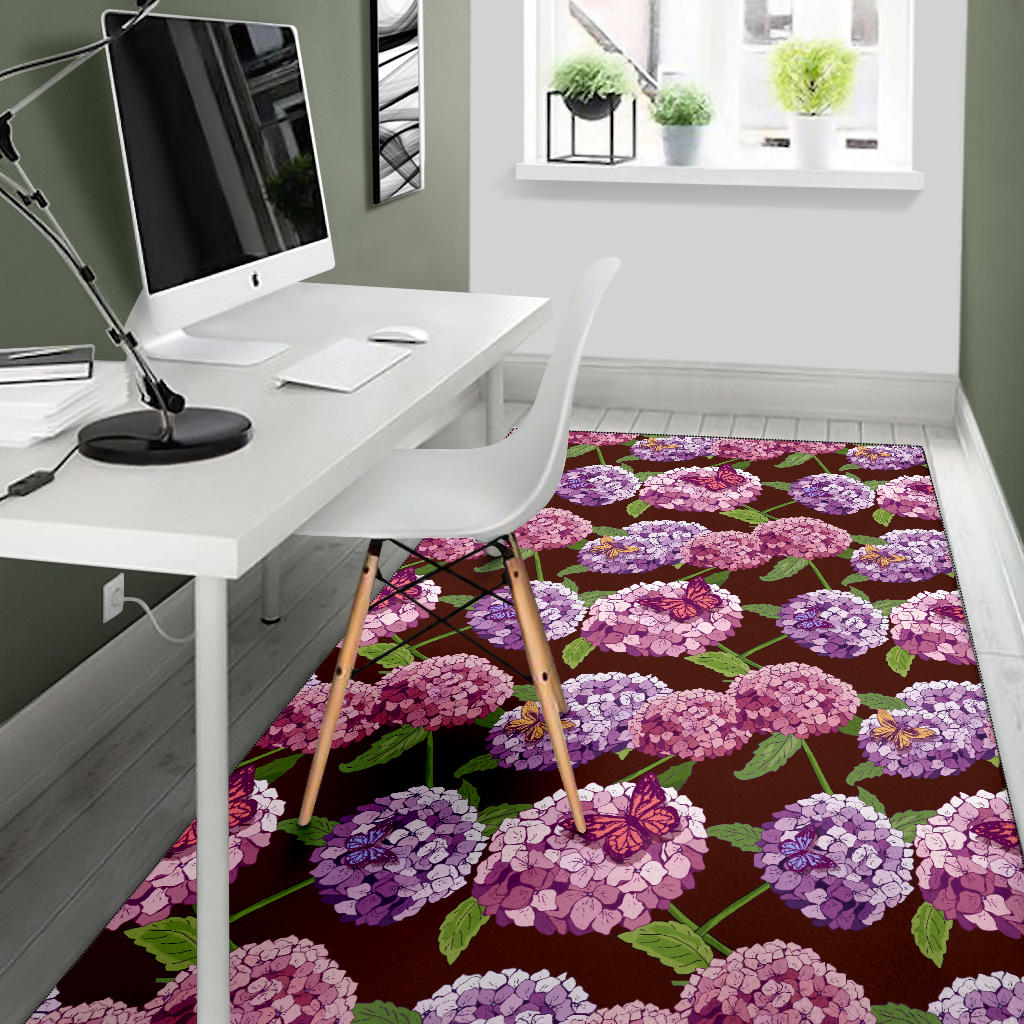 Hydrangea Pattern Print Design HD08 Area Rugs