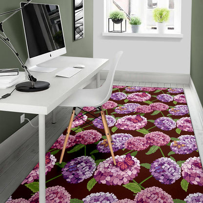 Hydrangea Pattern Print Design HD08 Area Rugs