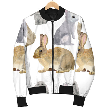Rabbit Pattern Print Design 02 Women's Bomber Jacket
