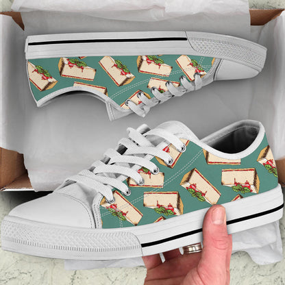 Cheesecake Pattern Print Design CK02 White Bottom Low Top Shoes