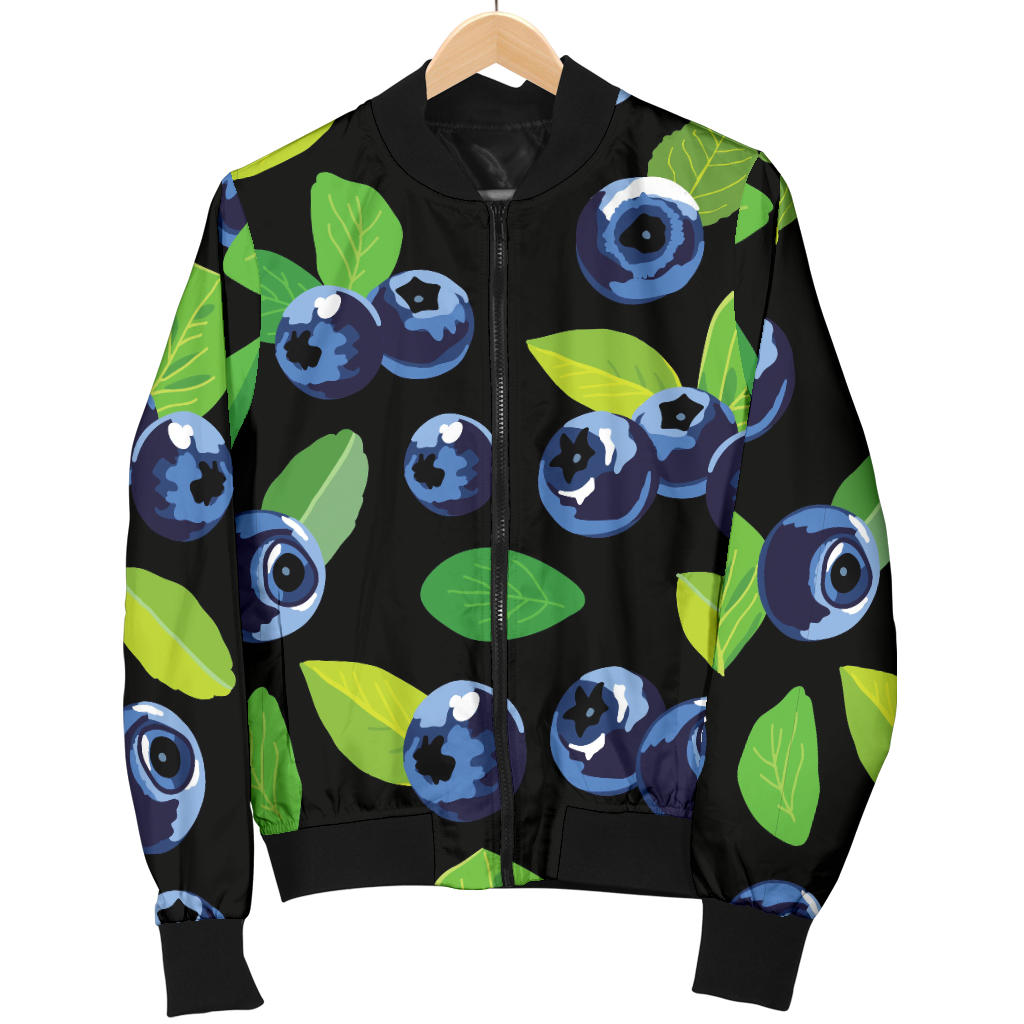 Blueberry Pattern Print Design BB03 Women Bomber Jacket