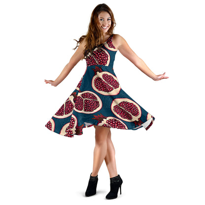 Pomegranate Pattern Print Design PG02 Midi Dress
