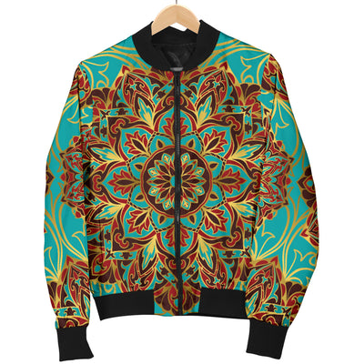 Medallion Pattern Print Design 02 Women's Bomber Jacket