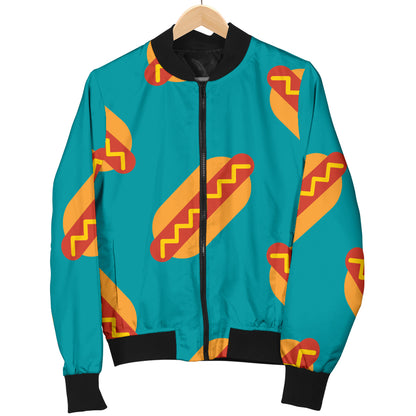 Hot Dog Pattern Print Design 03 Women's Bomber Jacket