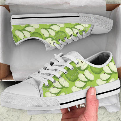 Apple Pattern Print Design AP010 White Bottom Low Top Shoes