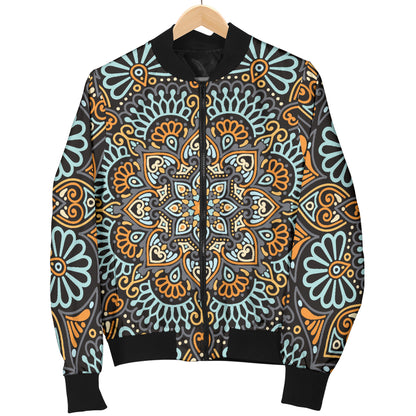 Mandala Pattern Print Design 05 Women's Bomber Jacket
