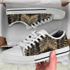 Brown Tropical Palm Leaves White Bottom Low Top Shoes