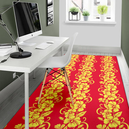 Orange Hibiscus Pattern Print Design HB018 Area Rugs