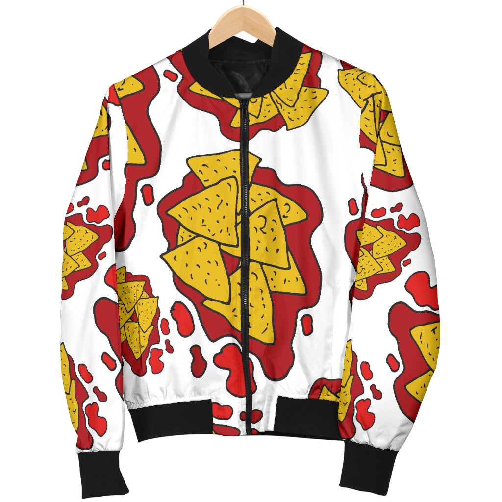 Nachos Pattern Print Design A03 Women's Bomber Jacket