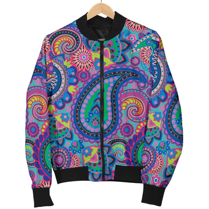 Paisley Colorful Pattern Print Design A02 Women's Bomber Jacket