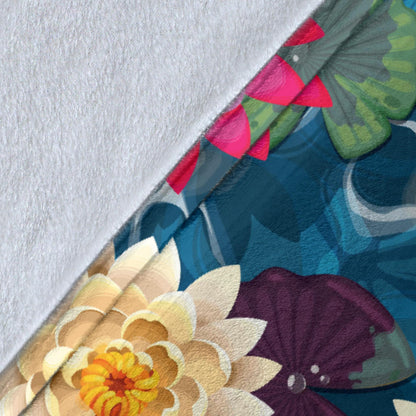 Water Lily Pattern Print Design WL05 Fleece Blanket