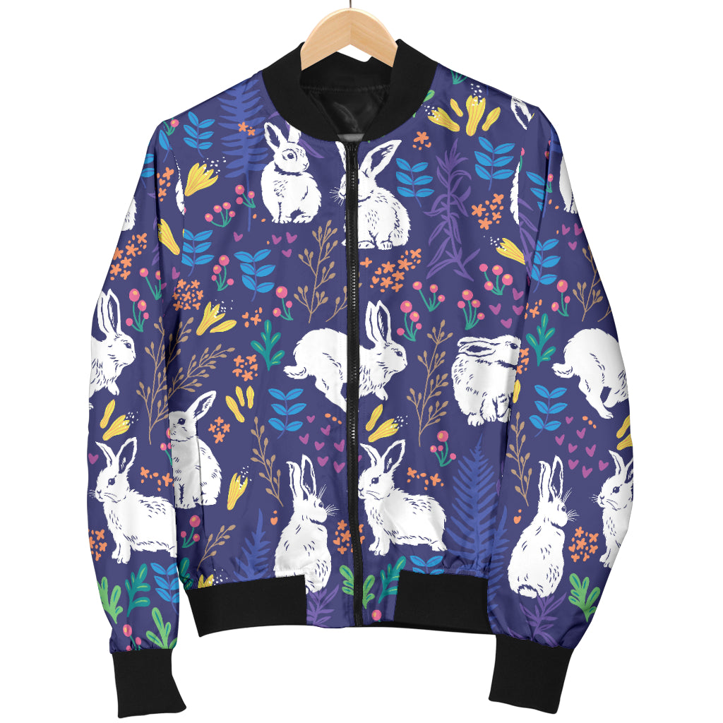 Bunny Pattern Print Design 01 Women's Bomber Jacket