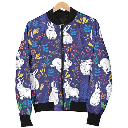 Bunny Pattern Print Design 01 Women's Bomber Jacket