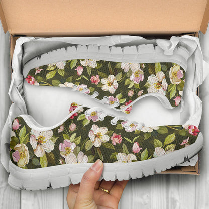 Apple blossom Pattern Print Design AB01 Sneakers White Bottom Shoes