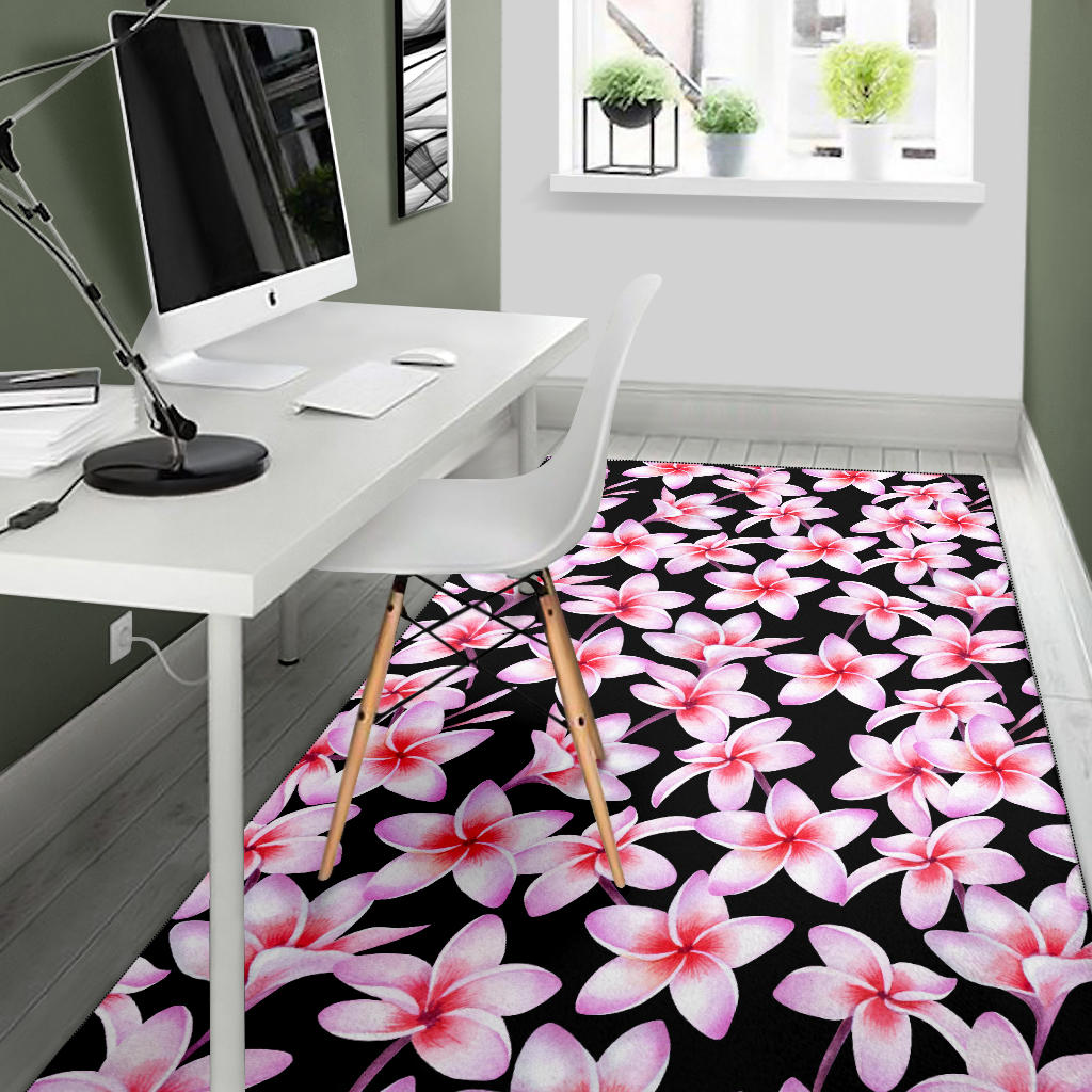 Pink Plumeria Pattern Print Design PM09 Area Rugs