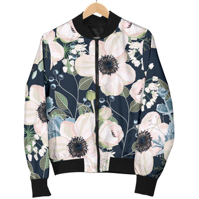 Anemone Pattern Print Design AM02 Women Bomber Jacket