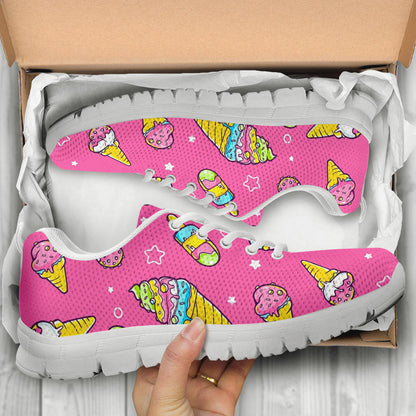Ice Cream Pattern Print Design IC04 Sneakers White Bottom Shoes
