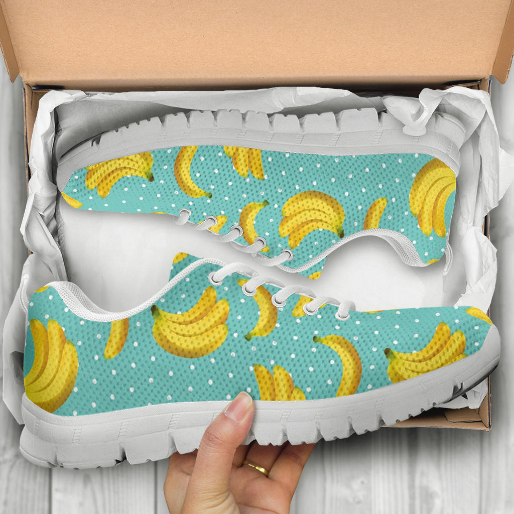Banana Pattern Print Design BA02 Sneakers White Bottom Shoes