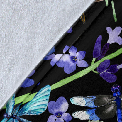 Lavender Dragonfly Pattern Print Design LV03 Fleece Blanket