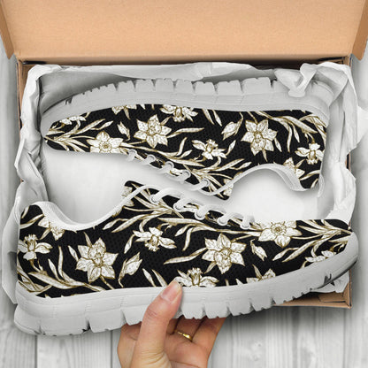 Daffodils Pattern Print Design DF06 Sneakers White Bottom Shoes