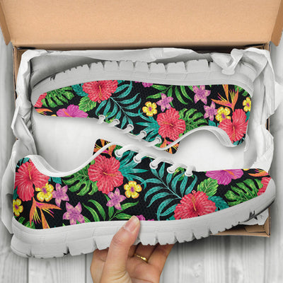 Hibiscus Red Hawaiian Flower Sneakers White Bottom Shoes