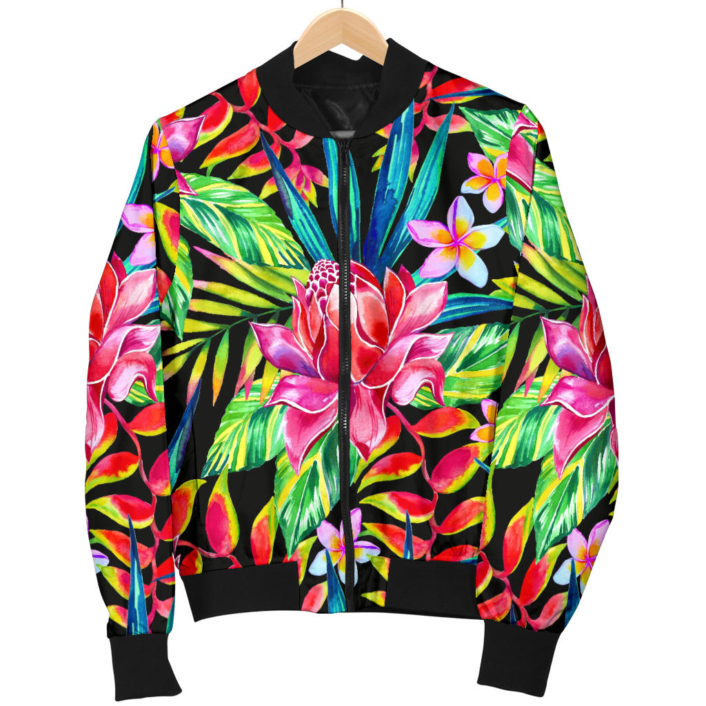 Heliconia Pattern Print Design HL02 Men Bomber Jacket
