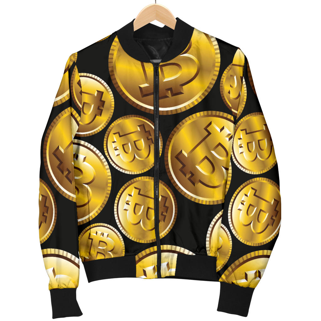 Bitcoin Pattern Print Design DO05 Women Bomber Jacket