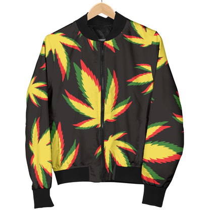 Pot Leaf Pattern Print Design A02 Women's Bomber Jacket