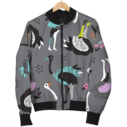 Ostrich Pattern Print Design 01 Women's Bomber Jacket